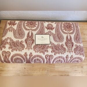 Pottery Barn Wool Jacquard Quilt Paisley Full/Queen Comforter Cream Boho